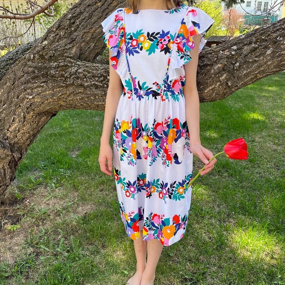 1980s Vintage girl’s dress by Canadian designer Elen Henderson. Girls size 14. - Picture 1 of 11